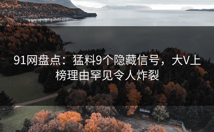 91网盘点：猛料9个隐藏信号，大V上榜理由罕见令人炸裂