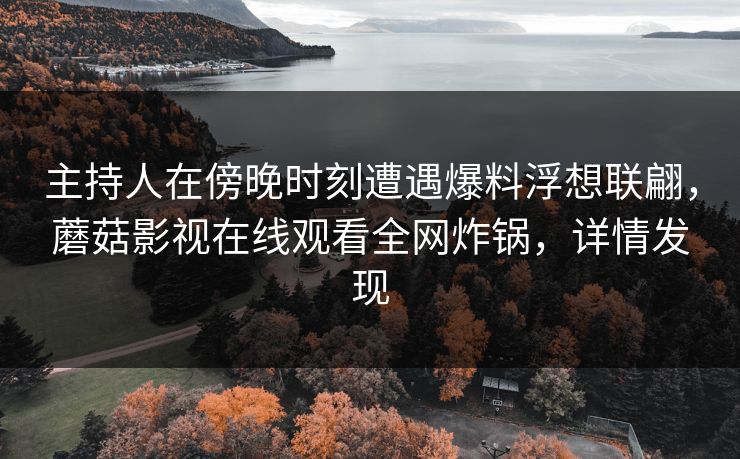 主持人在傍晚时刻遭遇爆料浮想联翩，蘑菇影视在线观看全网炸锅，详情发现